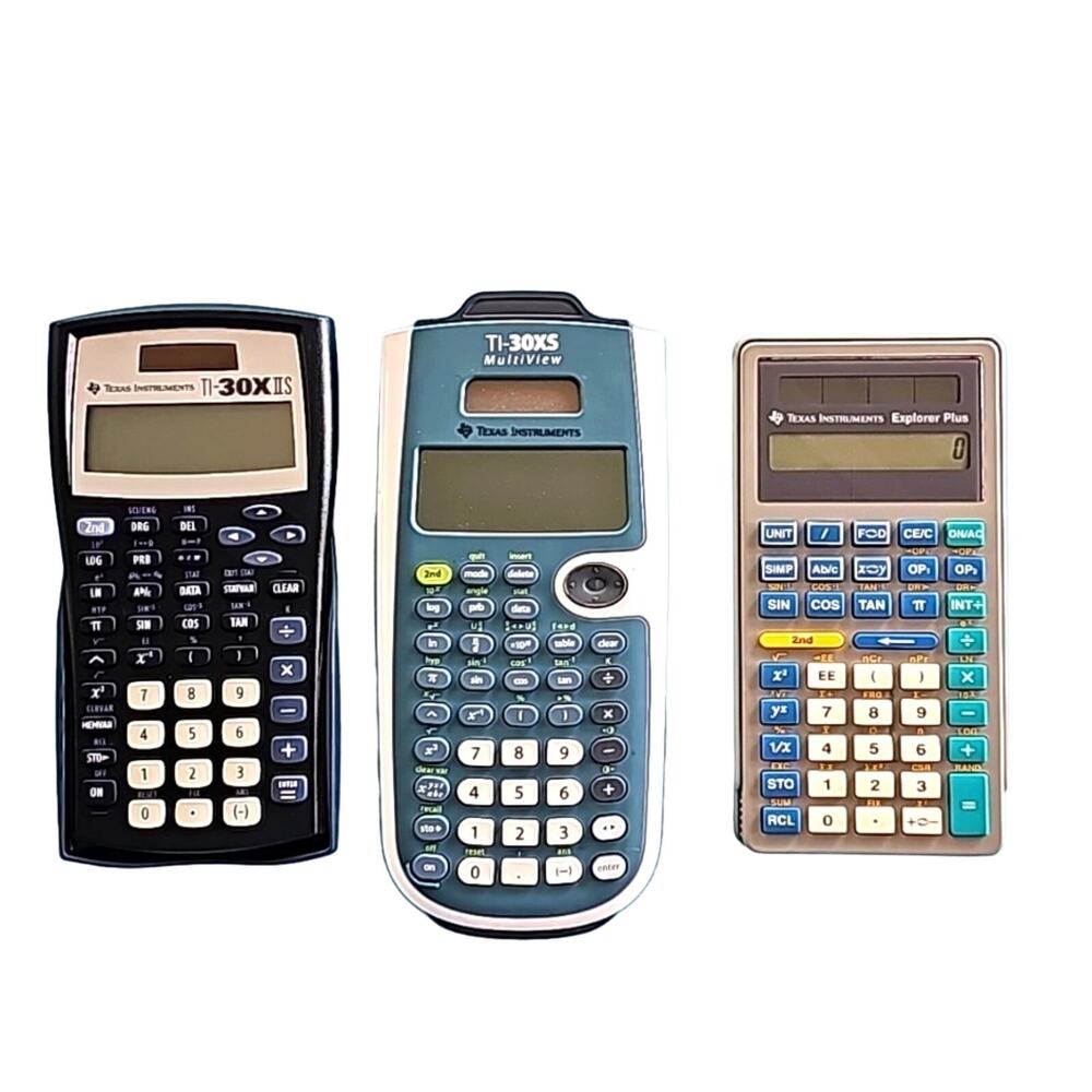 Texas Instruments Lot of 3 Calculators Explorer Plus TI-30XS Multiview TI-30XIIS